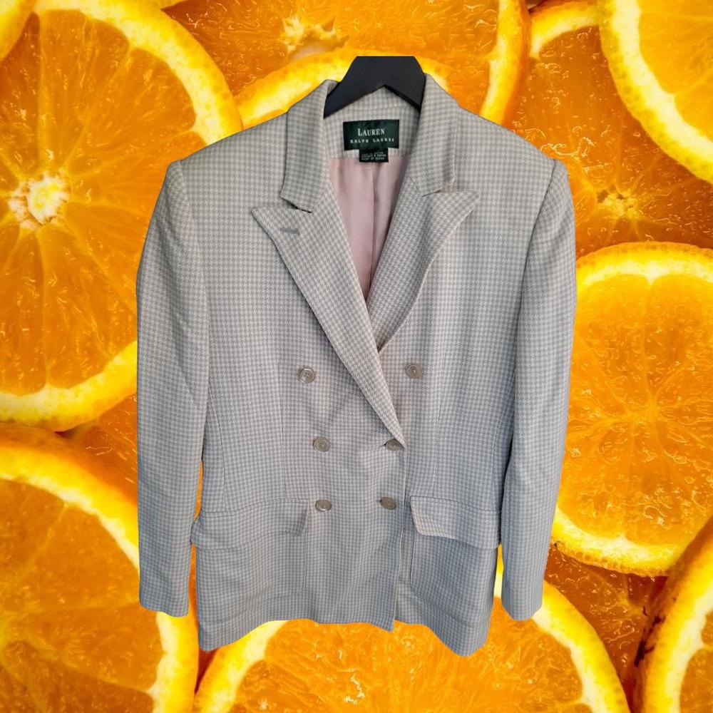 Lauren by Ralph Lauren Gray and White Check Blazer with Real Pockets Size 10